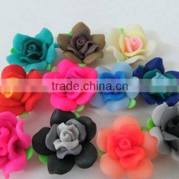 Look!!Fashion Handmade new design summer Colorful Polymer Clay Flower Beads for Chunky little girl Necklace Jewelry