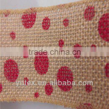 100% jute printed fabric ribbon