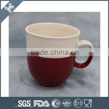 Hot sale classy 500ml elegant ceramic white and red cup