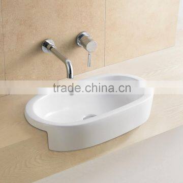 Oval design ceramic above semi-counter top sink/bathroom basin(BSJ-A8361)