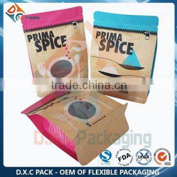 Gold Blocking Brown Kraft Stand Up Paper Bag With Window And Zipper photo-2