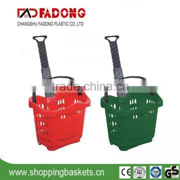 Plastic Rolling Shopping basket for supermarket