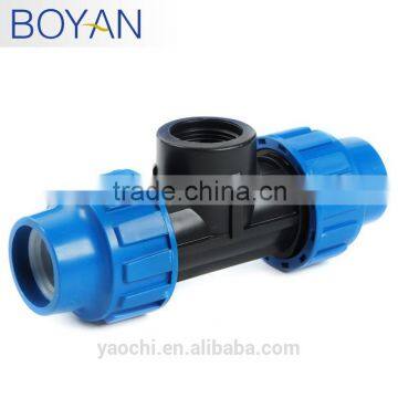 compression fitting female thread reducing pp tee