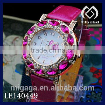 CHEAP WHOLESALE SHINY STONE DECORATED QUARTZ WATCH WOMEN'S COLOR STONE FASHION QUARTZ WATCH