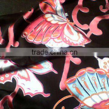 burnout and printed silk visco satin fabrics