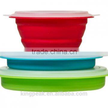 2015 Best Selling Product Collapsible Prep/Storage Bowls with Lids - Set of 3/ three innovative collapsing prep bowls