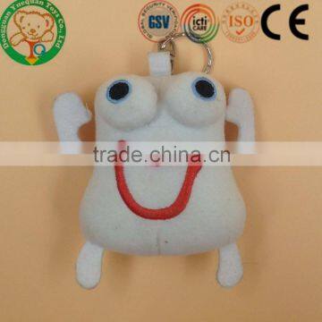 Dongguan cute white frog shaped keychain plush toy with big eyes