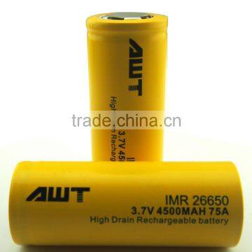 26650 4500mah 3.7v li-ion rechargeable 75A battery 26650 lithium ion rechargeable battery