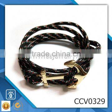 double leather bracelet fashion anchor bracelet men bracelet cotton rope bracelets leather bracelet 2015