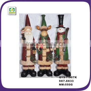 Wholesale resin vintage santa reindeer snowmen figurines for christmas