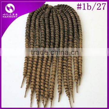 ( Color #1b/27 ) STOCK 18inch 100grams Synthetic ombre color mambo twist hair synthetic crochet twist braiding hair