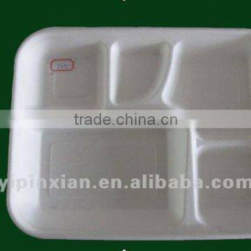 disposable microwave food container five compartment paper pulp tray