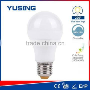 A60 Color Temp. Adjustable 9W 12W LED E27 10% to 100% Dimmable LED Bulb