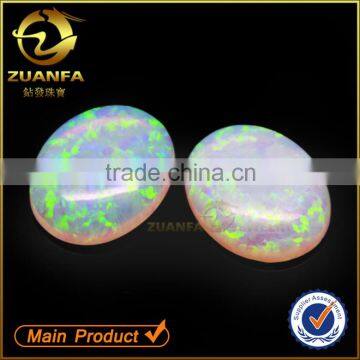 man-made oval flat bottom cabochon white loose opal