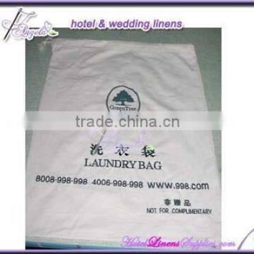 cotton hotel laundry bags with embroidered logo for hotels, 45*60cm