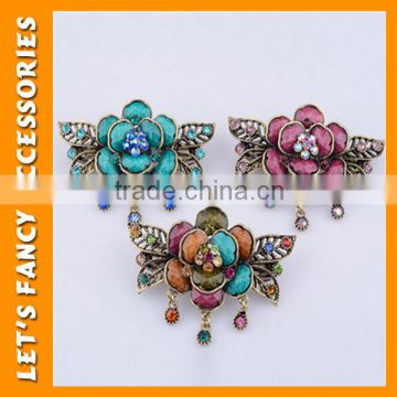 PGHD0330 Fashion elegant rhinestone big resin crystal flower metal hair clips