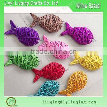 2016 New handmade willow weaving decorative colorful Wicker goldfish /Christmas tree decorations /Wicker gift crafts