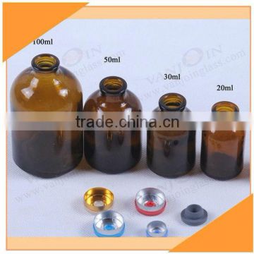 Amber Glass Bottle with Rubber Stopper