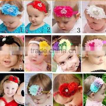 Kids girl knit headband cute rose flower crown elastic colors hairband