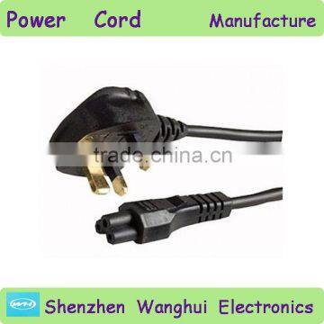 PVC Jacket Black color uk power cord with plug BSI Approval