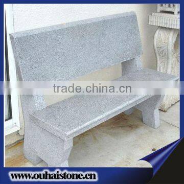 Cheapest Granite Chairs High-Polished Grey Stone Seating Bench With Back