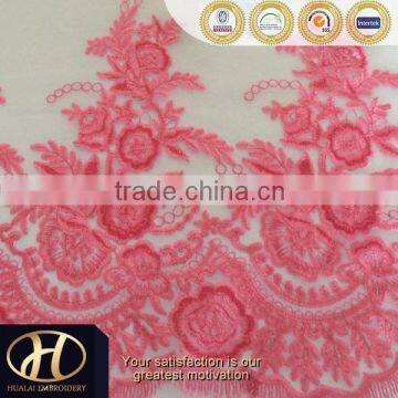 RED CORDED EMBROIDERY FABRIC FACTORY