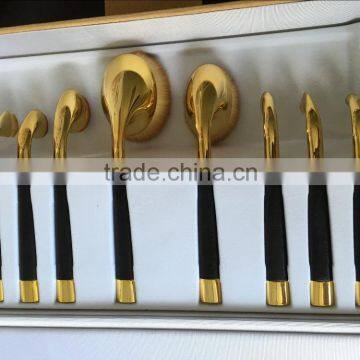 New arrival 9pcs Golf Cue makeup tools silver , region tyrant gold golf brush set