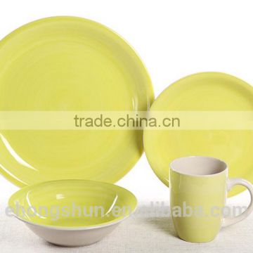 16 Pcs color glazed round stoneware dinner set