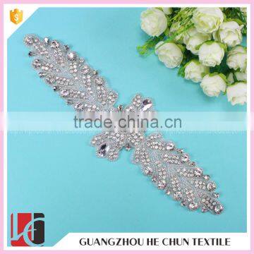 HC-4923 China Guangzhou Hechun Bling Bead Rhinestone Iron on Crystal Applique for Wedding Clothes photo-4