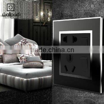 Wallpad Black Waterproof Acrylic Glass 110~250V 2 Gang Wall Switch and Electrical 5 2 Pin Triple Austrilia Wall Socket 220V Quality Choice