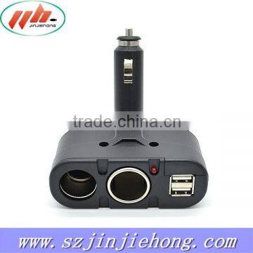 3 way car cigarette lighter socket with white LED Indicator