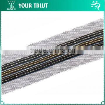 1MM Gold Rhodium Metal Ball Chain Black Mesh Trimming