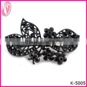 Wholesale plain black metal flower hair stick barrettes for lady