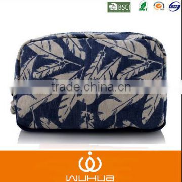 Flora canvas sublimation printing feather promotional makeup bag