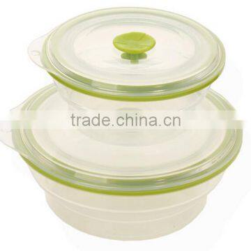 Set of 2 and airtight silicone bowl with lid,FDA&LFGB silicone bowl,tasteless silicone bowl