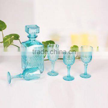 new design glass wine set blue