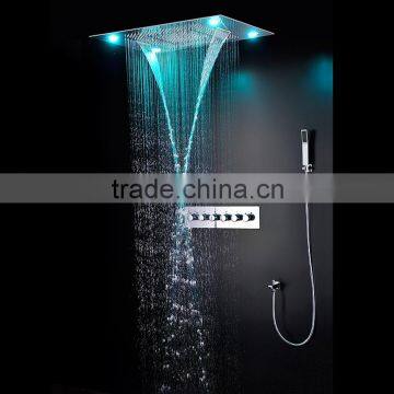 Hydro Power Led Shower Sets Rainfall Color Changing Shower Square 304 Sus Bathroom Accessories Embeded Ceiling Hand Shower Head photo-5