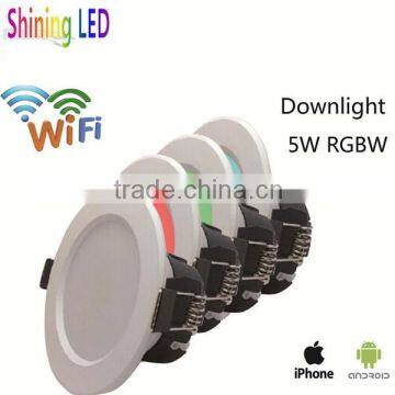 High Quality CRI>80Ra PF>0.95 Wifi Control 5W RGBW LED Downlight