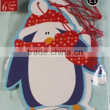 6 penguin shaped gift tag