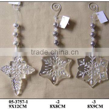 clear glass slice hanging decoration with crystal craft