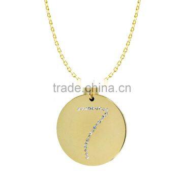 14k Yellow Gold Plating Collection In Number '7' Customize Design Pendants