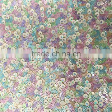 3mm 5mm Colorful Sequins Embroidery Fabric photo-4