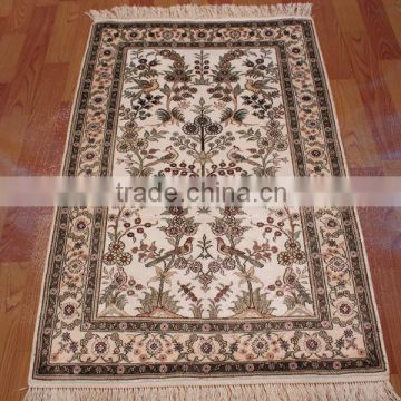 beige color handmade silk tapestry/muslim rug handmade silk small rug