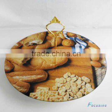 with handle tempered glass cake plate