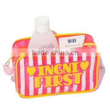 Eco-friendly promotional travel toiletry small button closure mini plastic clear pvc cosmetic bag