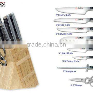 Honeycomb Handle 9 Pieces Kitchen Knife Block Set Cooknife block set