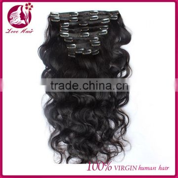 7A Grade 100% Virgin Body Wave Clip In Human Hair Extensions Wavy Eurasian Virgin Clip In Hair Extensions Human Hair Full Head