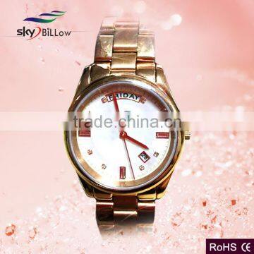 Latest gold color mens quartz watch french watch brand for men