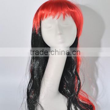 Synthetic Long Red and black mixed color wig with body wave for woman N248