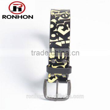 Youth Fashion Leather Belt with Colored Print